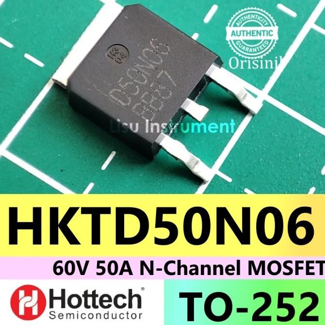 Update (2) HKTD50N06 60V 50A N-Channel MOSFET D50N06 50N06 TO-252 Hottech ORIGINAL lisu992 Murah