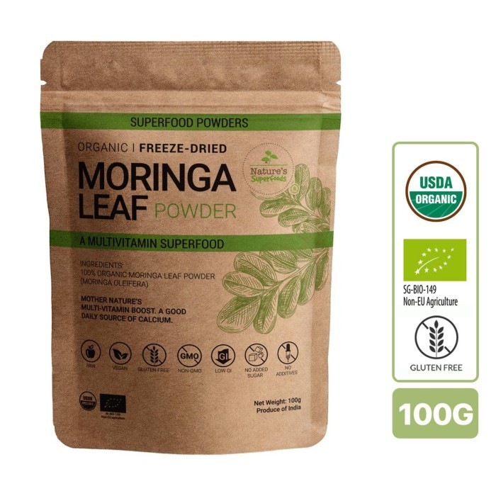 

Nature's Superfoods Organic Raw Moringa Leaf Powder 100g