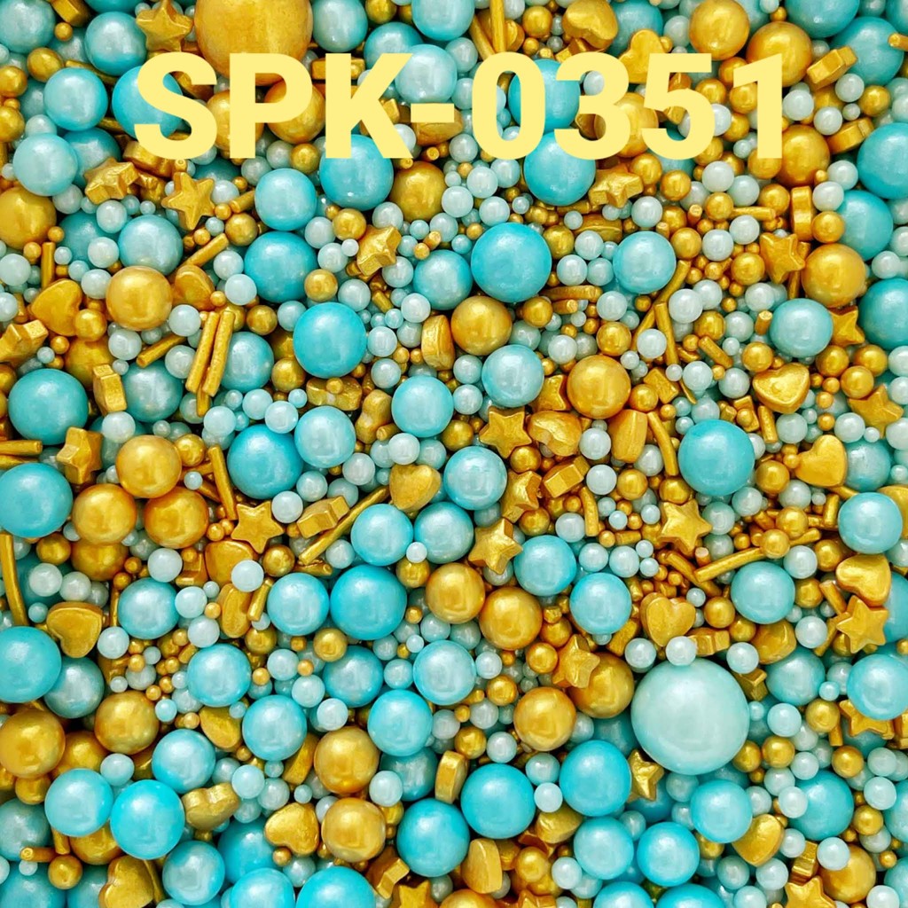 

SPK-0351 Sprinkles sprinkle springkel 1kg mutiara gold biru emas (sprinkles)