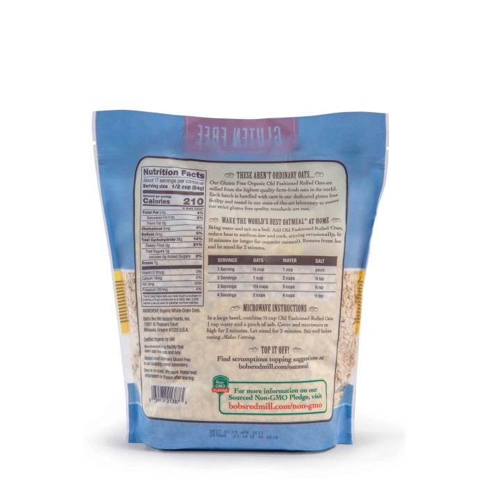 

BOB'S RED MILL GLUTEN FREE ORGANIC OLD FASHIONED ROLLED OAT 907 GR