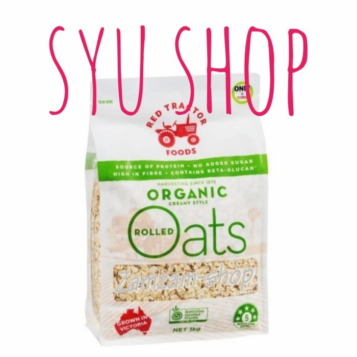 

RED TRACTOR ORGANIC ROLLED OATS 1 KG 1000 GR OAT OATMEAL AUSTRALIA