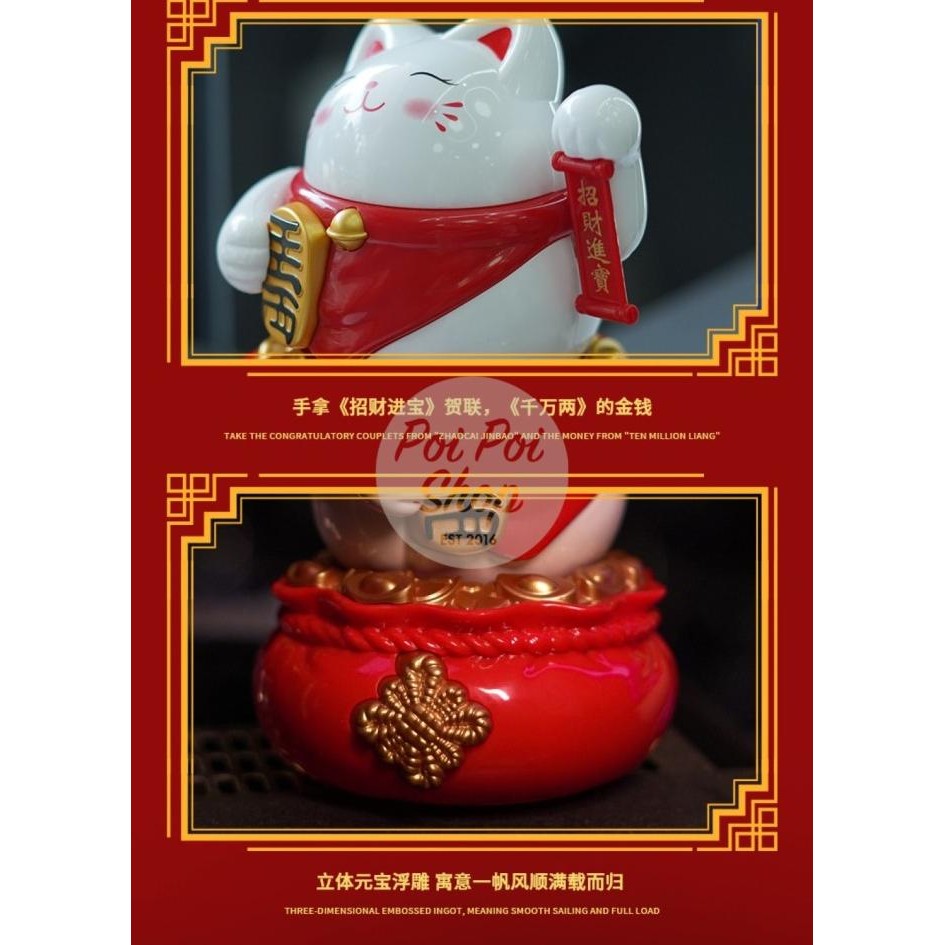 Pajangan Patung Boneka Kucing Jumbo Dashboard Mobil Kucing Lucu Pouch Money Pot Koin Hoki Lucky Cat 