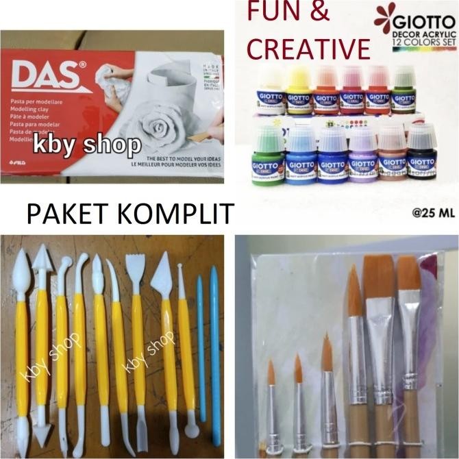 

PAKET KADO CRAFT ART SET CLAY CAT ACRYLIC KUAS ALAT PAHAT TANAH LIAT SALE!!!