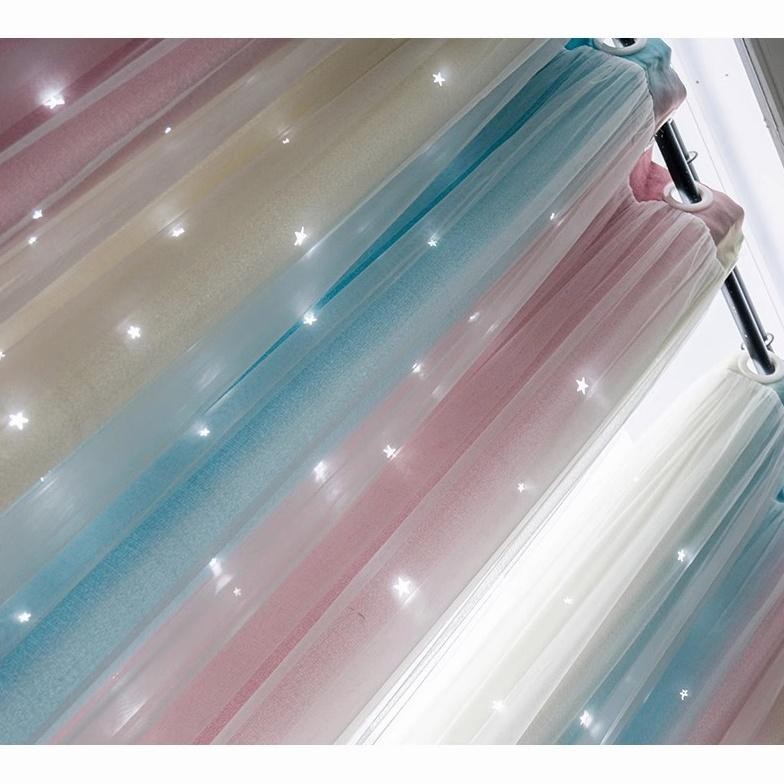 dgf-4 Gorden Jendela 90% Blackout Gradien Lapisan Dua Tirai Ring 12 Semokring Bulat gordeng Minimali