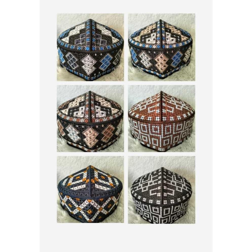 Ok75 Peci Songkok Pakistan Bordir/ Peci Sholatkopyah Pakistan Bordir/ Songkok Peci Pakistan Original