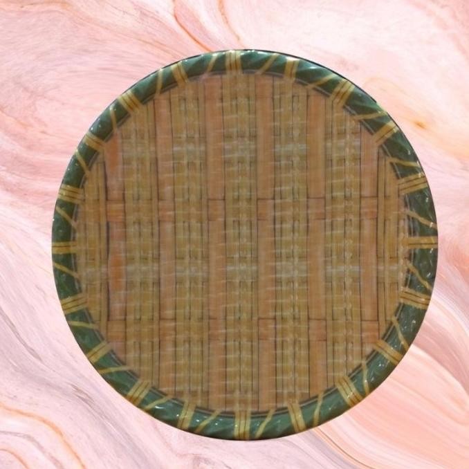 Piring Melamin Bulat Motif Anyam/Bambu Pab-09.. NHS