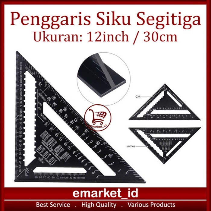 

TERBARU! Penggaris Siku Segitiga 30cm 12inch Aluminium / Speed Square / Sudut