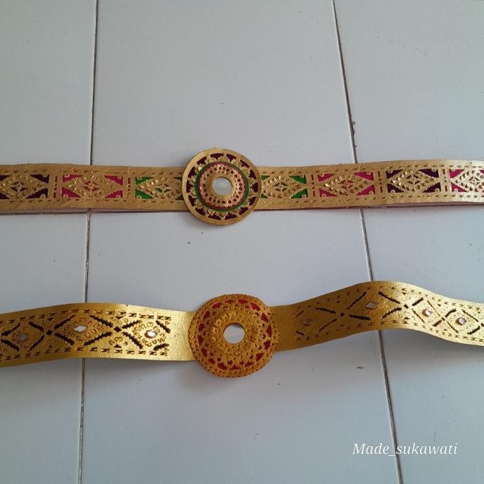 Kualitas terbaik] Sabuk Pending Anak Ukiran Kulit Tari Bali Ikat Pinggang Tari Bali untuk Anak