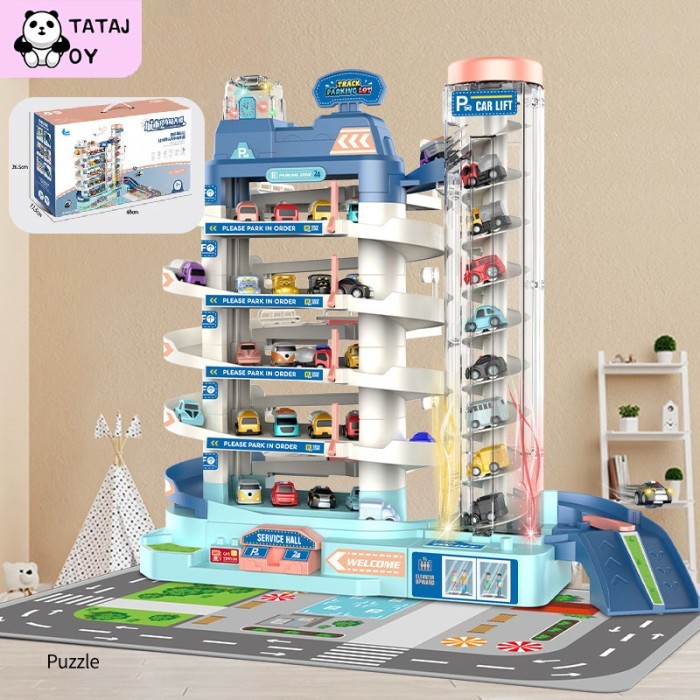 Mainan Parking Lot Mainan DIY Mobil Mini Simulasi Gedung Parkir