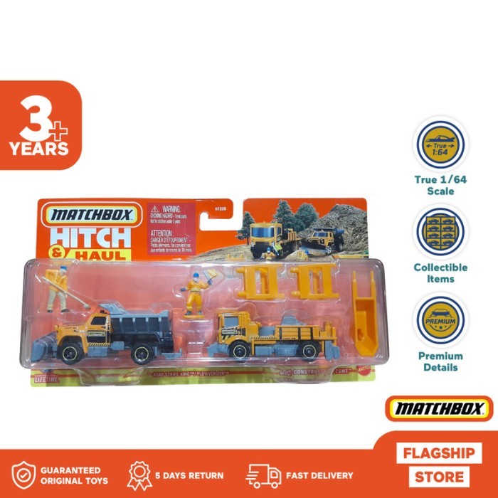 Matchbox Hitch & Haul Road Strip King & Plowverizer - Mainan Mobil