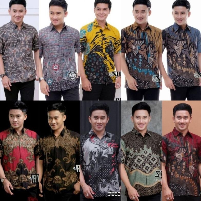 gq-68 Kemeja Batik Pria Lengan Pendek Motif Bahan Adem Murah Berkualitas MensBatik Murah