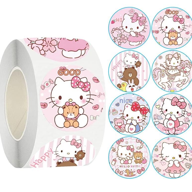 

500pcs/Roll Cartoon Sanrio Stickers Kawaii Hello Kitty Kuromi Melody Diy Pvc Laptop Decals Decoration Stiker Kid Reward Gift Toy