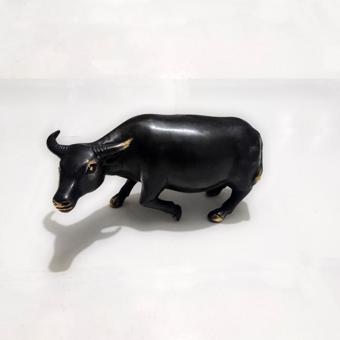 #####] Patung Kerbau Logam Kuningan Shio Buffalo Brass Statue Pajangan Hiasan