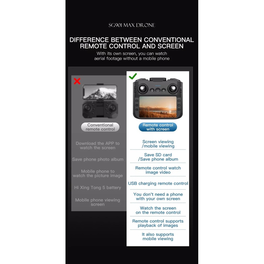 New  Drone Sg901 Max Drone Gps 5G Wifi Hd Camera Obstacle Smart Screen Remote Control Quadcopter