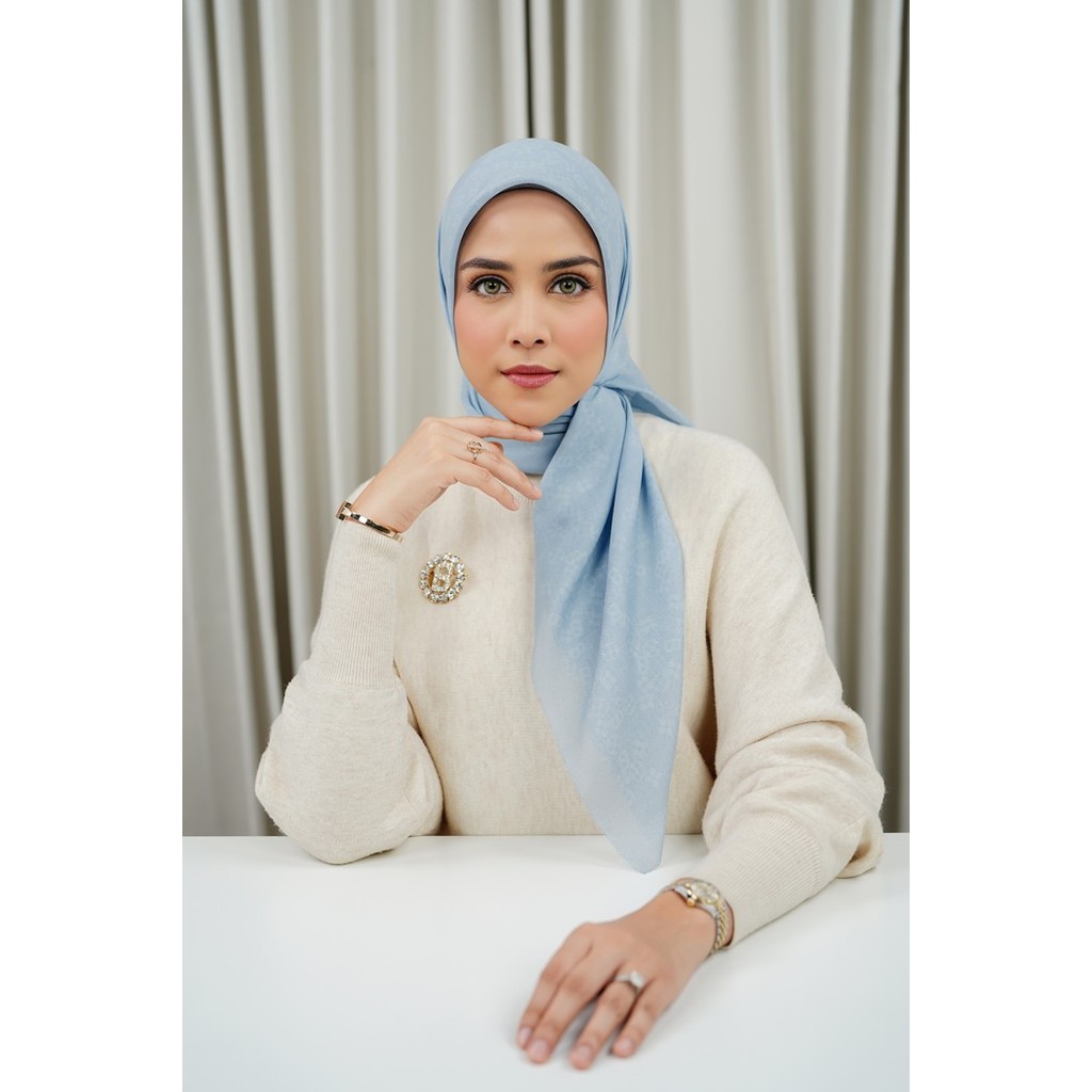Sale Monogram Scramble Voile Square - Sky Blue