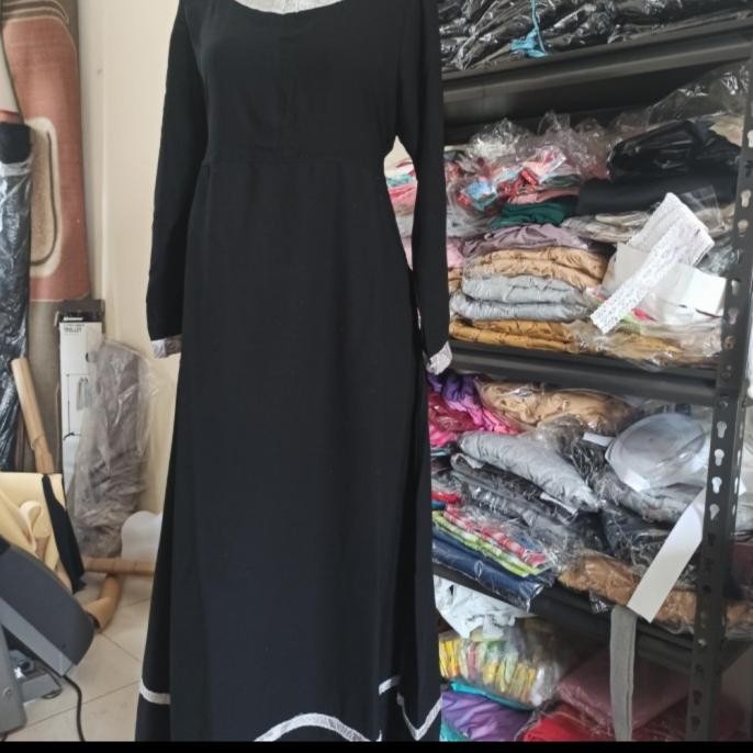 Sale Setelan Baju Gamis Syar'I Anak Dan Remaja Perempuan Hitam Jetblack