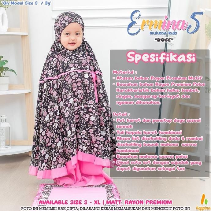 Promo Mukena Anak Rayon Premium Adem Mukenah Balita Ermina Sajadah Tk Sd