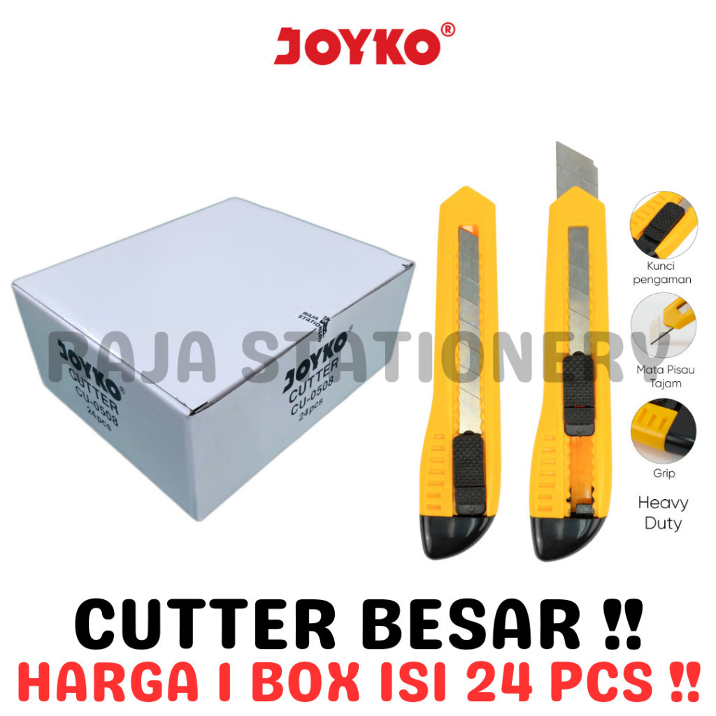 

JOYKO CUTTER BESAR PISAU POTONG PEMOTONG KERTAS SILET CU-0508 [24PCS] RAJA BIG BOX