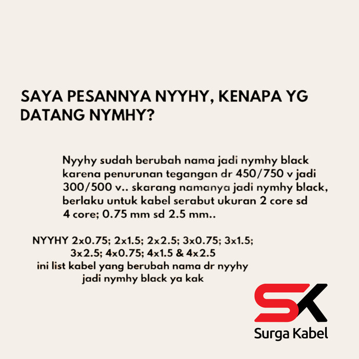 

NYYHY 2X1.5 MM/ NYMHY BLACK 2 X 1.5 MM/ KABEL SERABUT SUPREME @10 METE