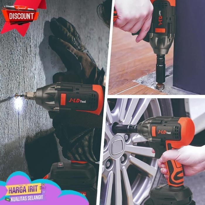 FLASH SALE JLD IMPACT BOR BATERAI 88VF BIRU IMPACT WRENCH 13MM MESIN BOR IMPACT BOR CAS IMPACT BATER