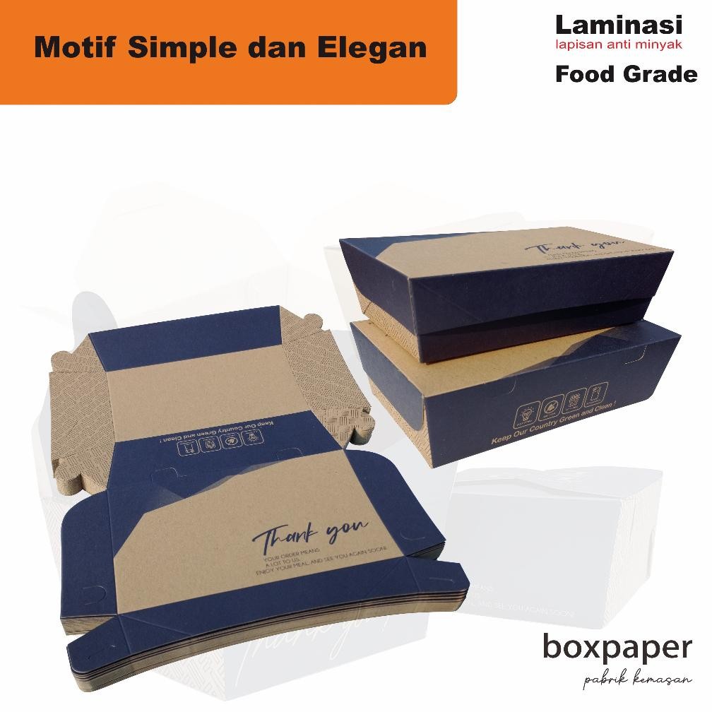 Bisa COD Paper Lunch Box ( size M ) Laminasi Kraft Kotak Dus Makan Ayam Nasi Goreng Bakar Geprek Pen