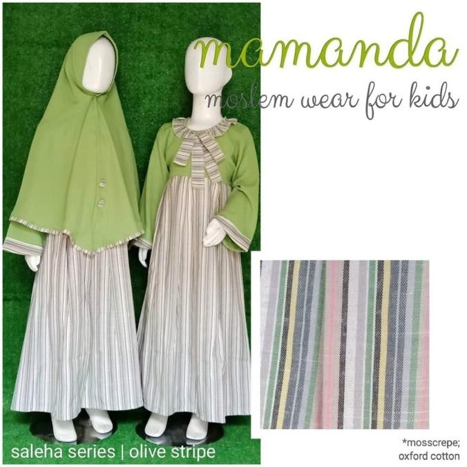 Gamis Anak Baju Muslim Anak Perempuan 1-9Thn Lucu Murah Mamanda Olive Berkualitas