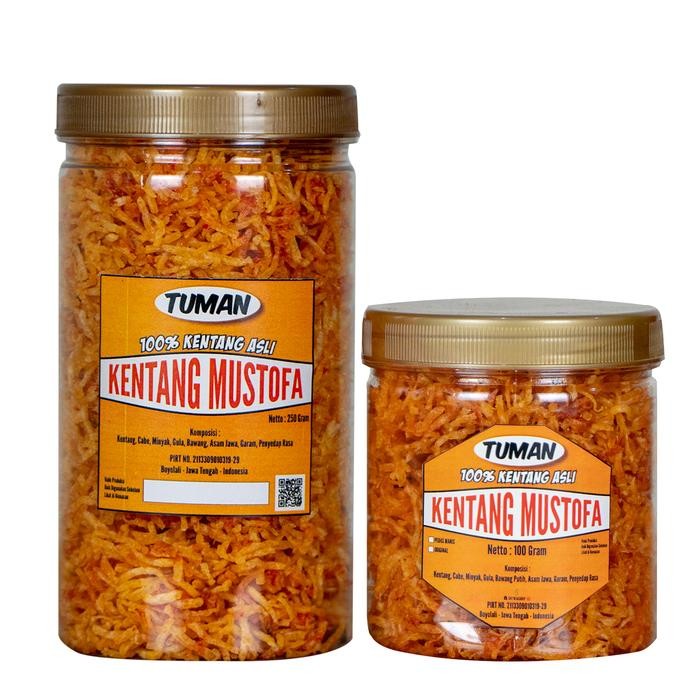 

Terbaru Camilan Kentang Mustofa Tuman Hemat Kemasan 2 Toples 250gram dan 130gram Food Snack Pedas