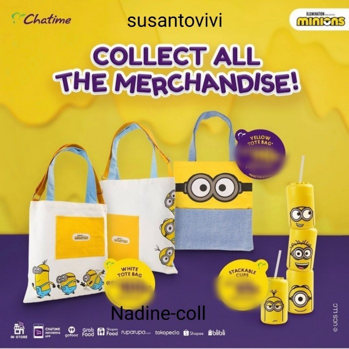 Tumbler Chatime x minions stackable cup minions