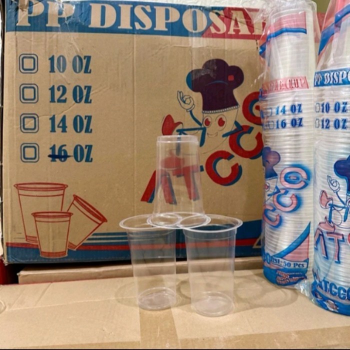 Gelas Plastik 16 Oz merk ATCCO / Gelas Juice Plastik Datar ukuran 16 oz merk ATCCO per Dus -