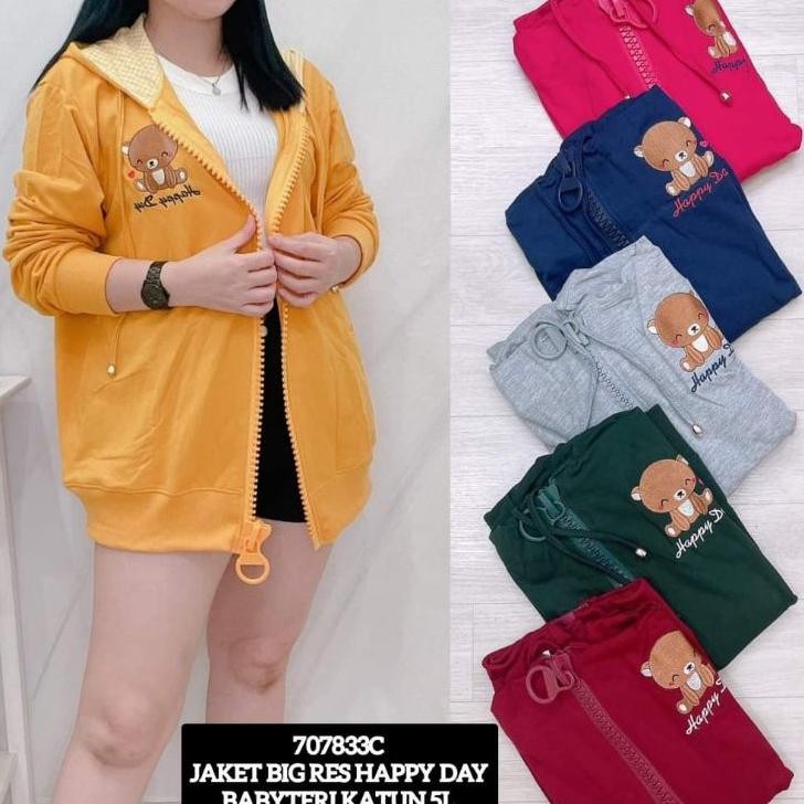 Jaket Bordir Hoodie Sleting Besar Wanita Jumbo // Jaket Zipper Sweater Wanita Import