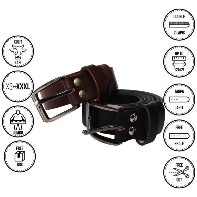 GK Casual Belt 3 cm - Sabuk Kulit Asli 3 cm/ Gesper Kulit Asli Pria