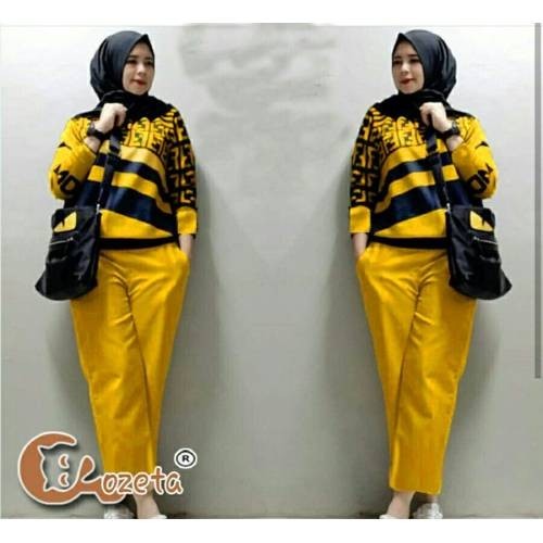 Stelan Baju Celana Kondangan Pesta Set Kebaya Brokat Wanita Modis 2021