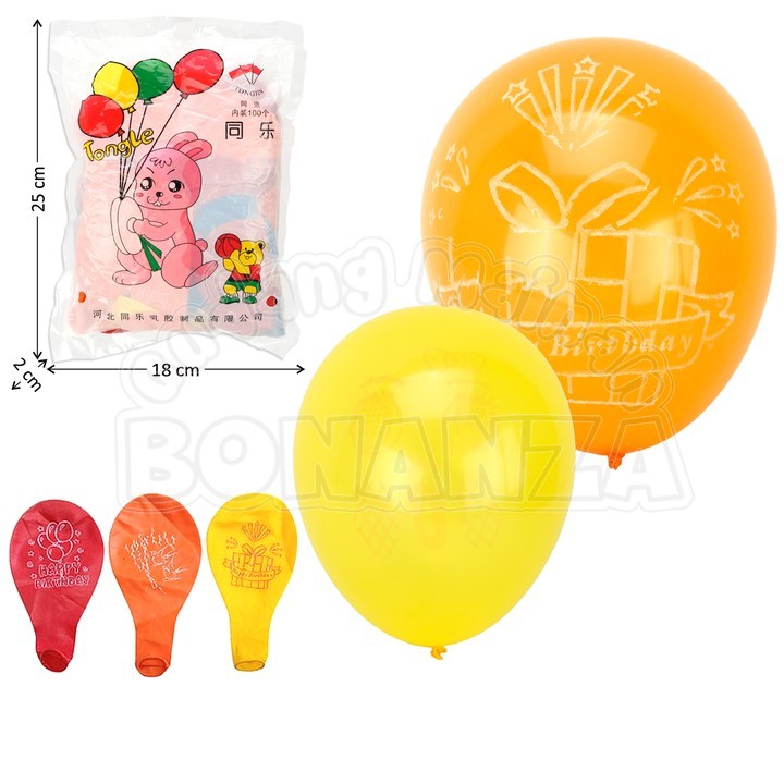 [Bonanza]Mainan Balon Karet Motif 8 Inch 100 Pcs Tongle