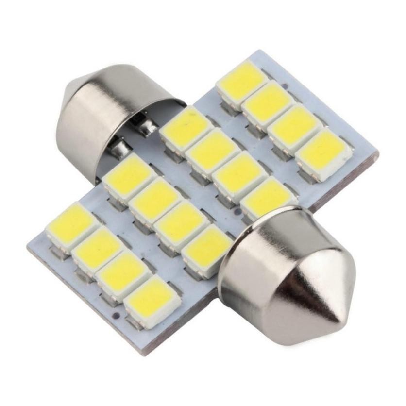 jg-8 Lampu Interior Mobil LED Super White Bright Terang 31mm Festoon 16 SMD 1210 (2PCS) Cabin Mini L