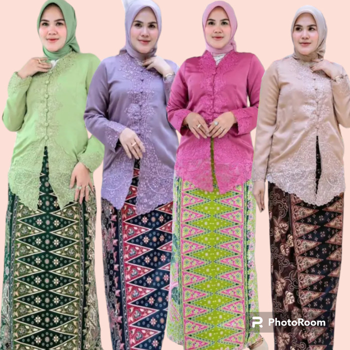 Kebaya Encim Polos Modern Setelan Rok Betawi