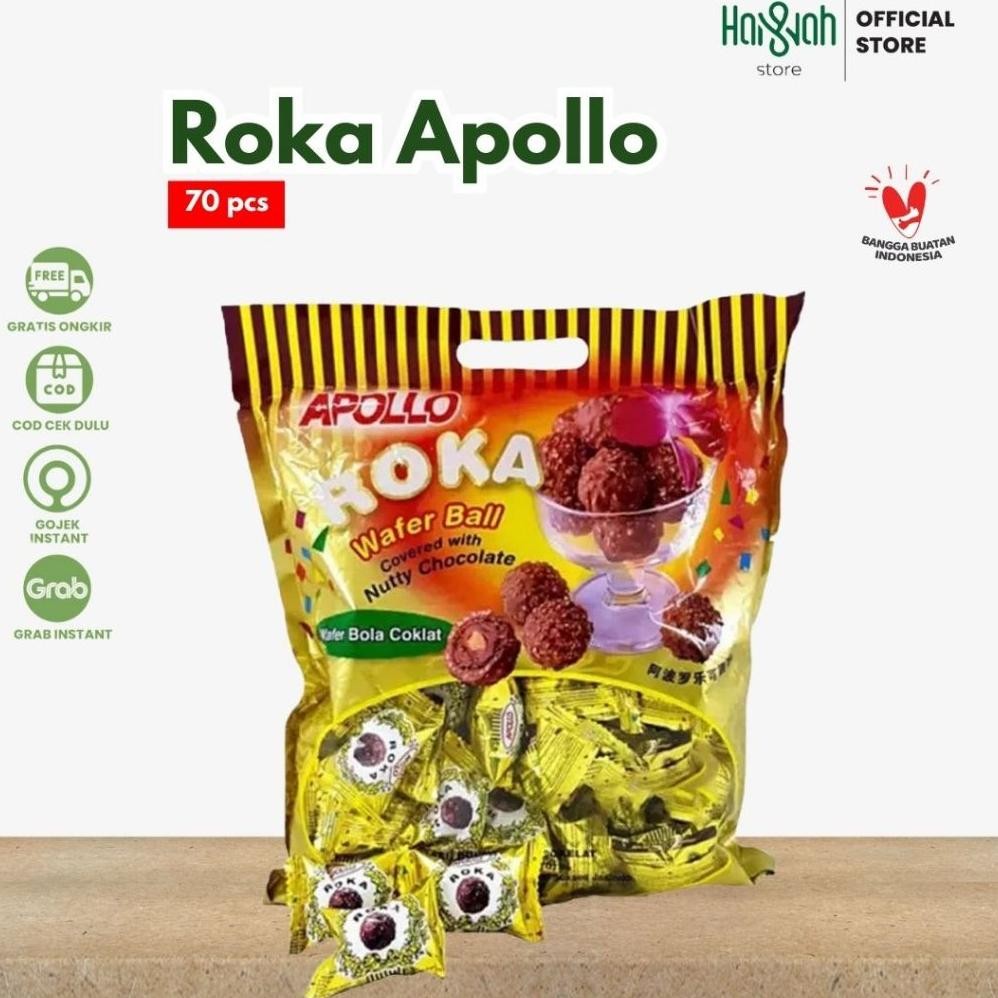 

ad-56 Roka Apollo Wafer Ball Coklat Isi 70 Pcs Snack Ramadhan Original