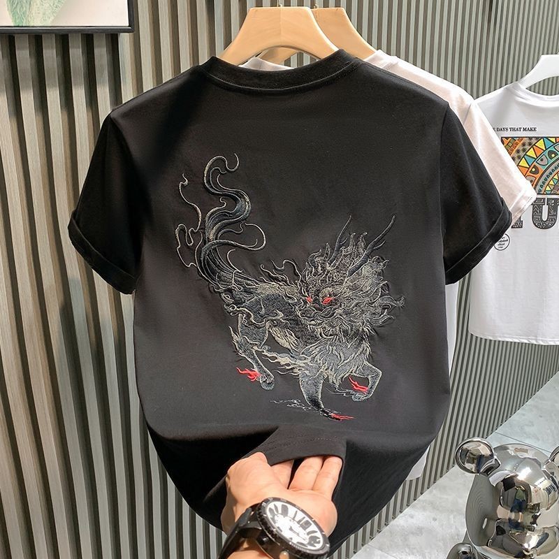 Pakaian Pria Modern Gaya Cina Fashion/Lengan Pendek/Atasan/T Baju Kaos