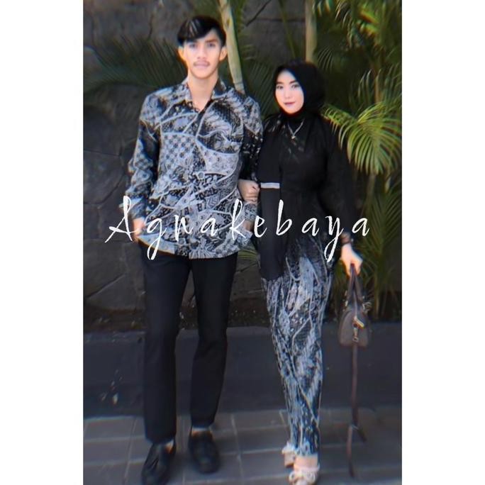 Trend Baju Couple Setelan Batik Kemeja Lengan Panjang & Rok Plisket Batik (Part 2) Wanita Sarimbit K