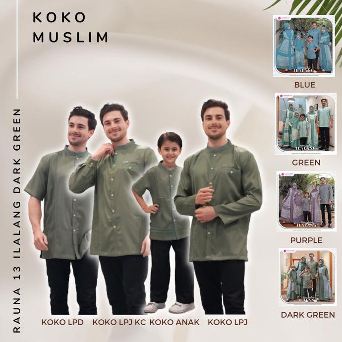 Sale Now Koko Sarimbit Rauna 13 Ilalang Dark Green Baju Pria Muslim 2023 Stok Terbatas