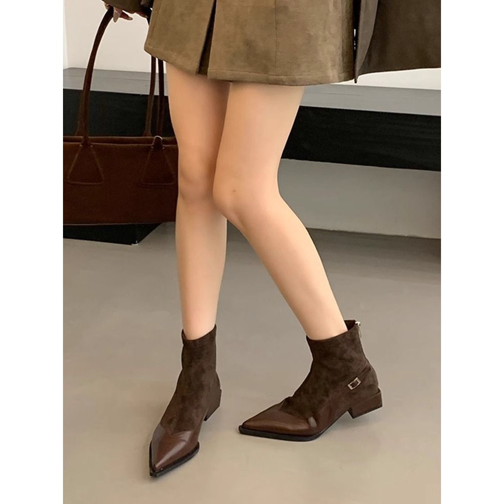Pointed Toe Boots Short Boots Martin Boots Chunky Heel Ankle Boots