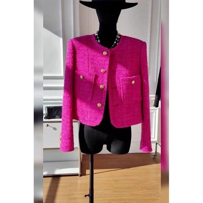 The0Ne_ Tweed Blazer Fushia M-L-Xl Full Furing // Blazer Tweed Magenta Fushia