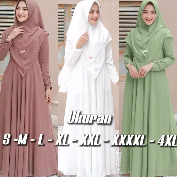 BEST SELLER GAMIS SYARI TERBARU SET KHIMAR HIJAB POLOS BUSANA MUSLIM SYAR'I 2023