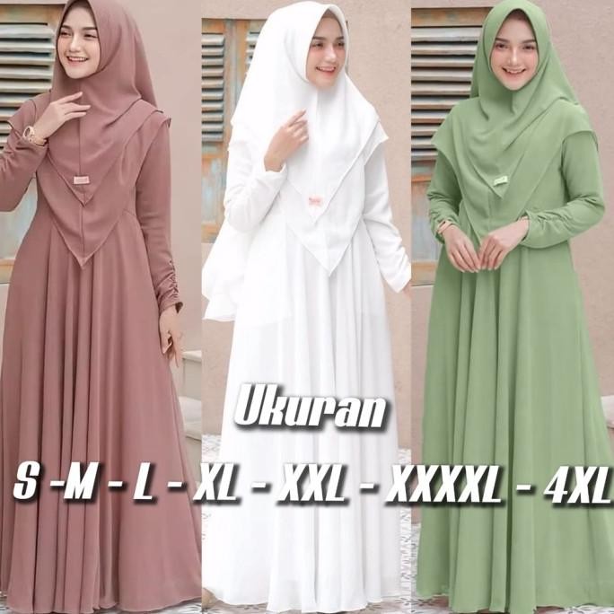 BEST SELLER GAMIS SYARI TERBARU SET KHIMAR HIJAB POLOS BUSANA MUSLIM SYAR'I 2023