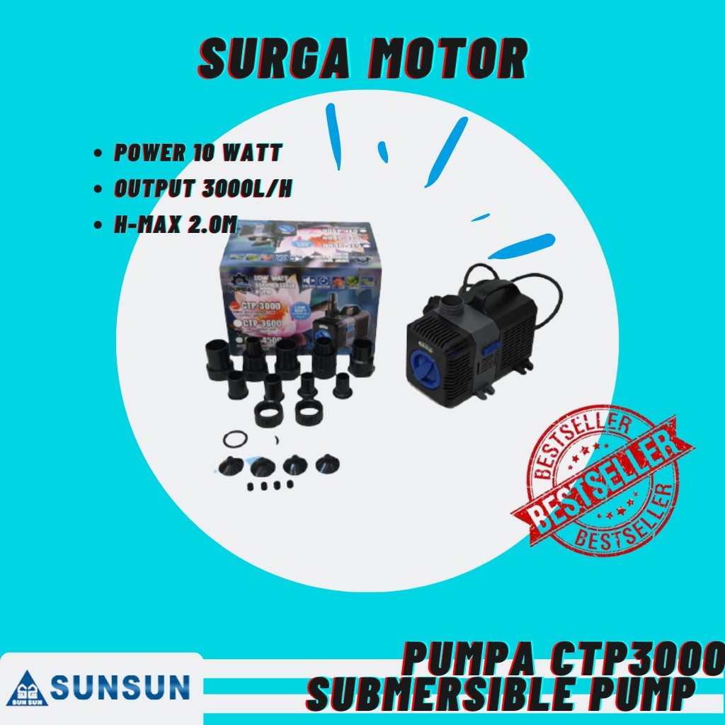 POMPA CELUP SUNSUN PUMPA CTP3000 CTP 3000 liter kolam ikan AQUARIUM Submersible pump low watt murah