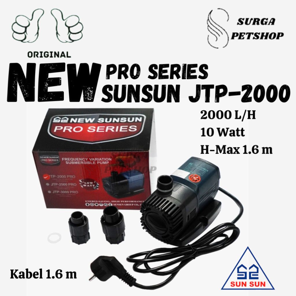 NEW SUNSUN JTP 2000 PRO SERIES POMPA AIR CELUP AKUARUM KOLAM IKAN JTP2000PRO WATER SUBMERSIBLE PUMP 