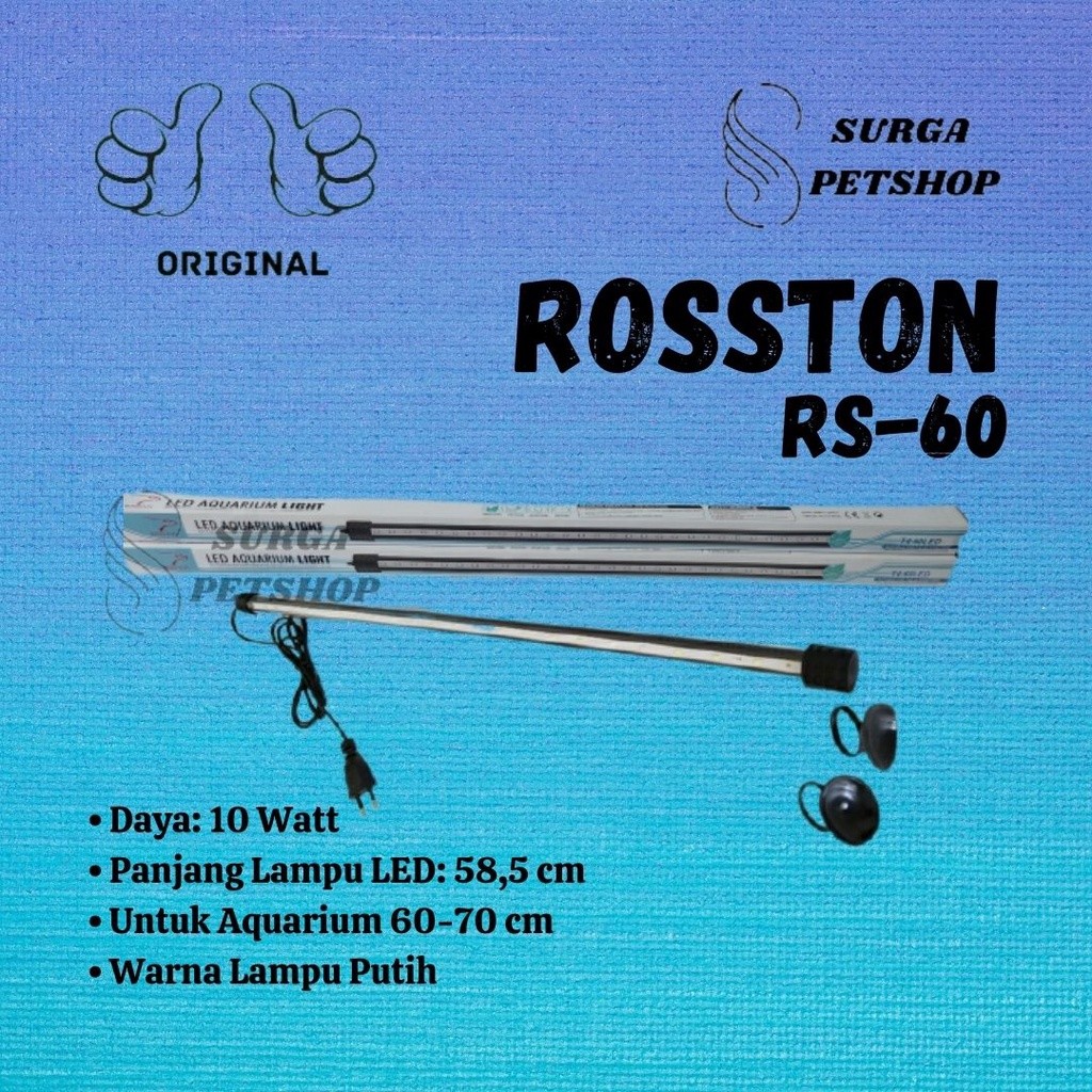 ROSSTON RS-60 T4-60 Lampu Celup Aquarium Aquascape LED Light - Putih Akuarium kolam ikan 60-70 cm Ro