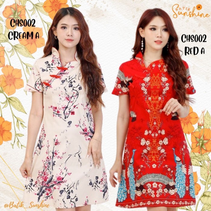 Cheongsam Imlek/Sangjit Dress Wanita Chs002 Cream A