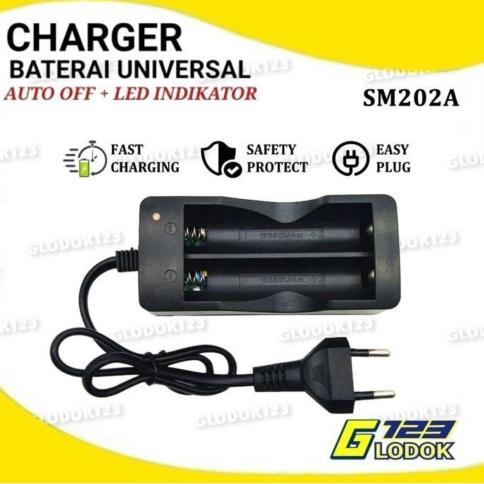 Charger Baterai Universal 18650 26650 AA Cas Batre Mainan Senter LED