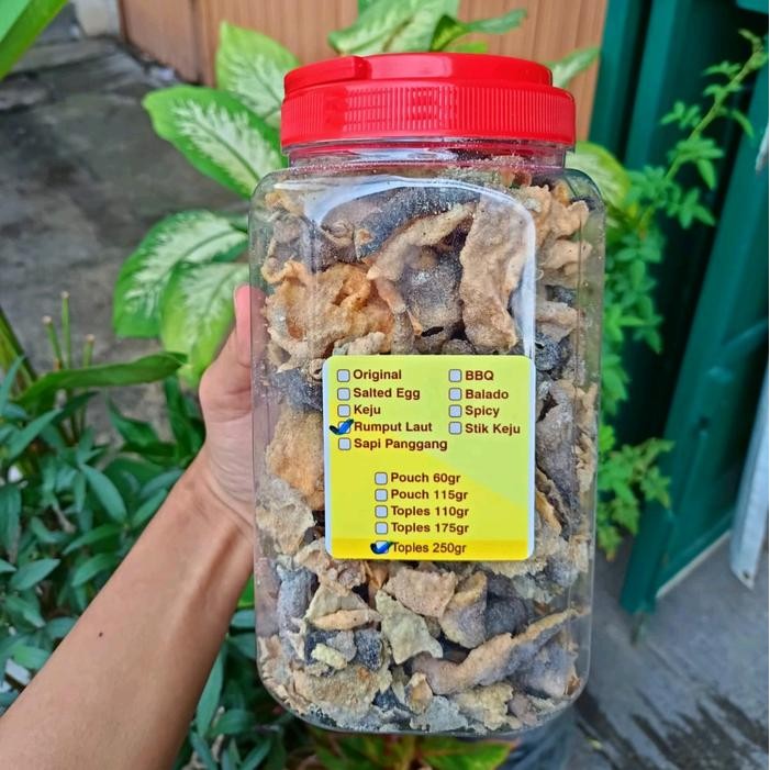 

Terbaru Kerupuk Kulit Ikan Salmon Rasa Rumput Laut Kemasan Toples Jumbo Ready