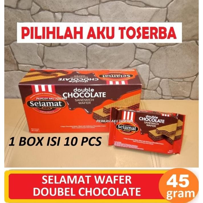 

New Selamat Wafer Double Chocolate 45 G - ( Harga 1 Box Isi 10 Pcs ) Berkualitas